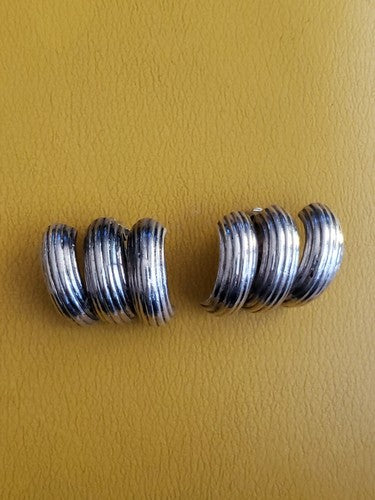Vintage Taxco Mexico Swirl Modernist Sterling Silver 925 Clip On earrings