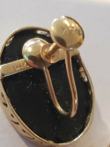 Inlaid Opal Earrings in 14K Yellow Gold