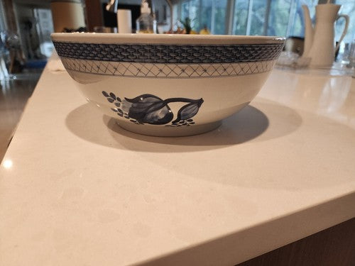ROYAL COPENHAGEN Tranquebar Salad Bowl Blue 10" Serving Rose Vintage 11/958