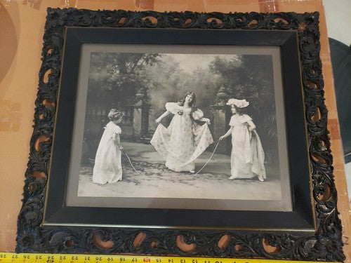 Antique Victorian Wood Picture Frame &1899 Ullman mfg. Print