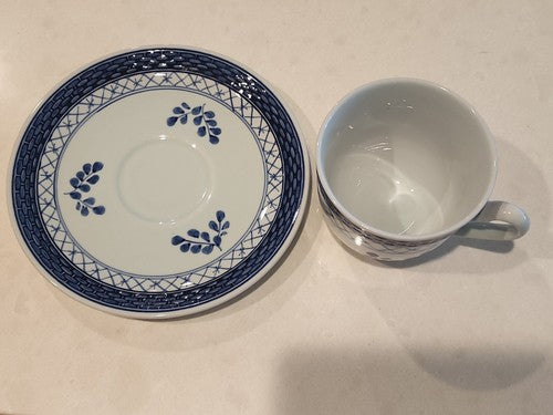 Royal Copenhagen TRANQUEBAR BLUE SAUCER & CUP #992 Coffee Tea Floral