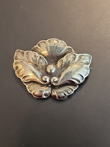 Early Georg Jensen Denmark 107 Floral Pin Brooch in Sterling Silver