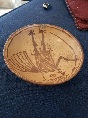 Rare Pre-Columbian NARINO VENUS WARRIOR BOWL Figural Pottery Bowl Artifact 3"x7"