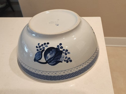 ROYAL COPENHAGEN Tranquebar Salad Bowl Blue 10" Serving Rose Vintage 11/958