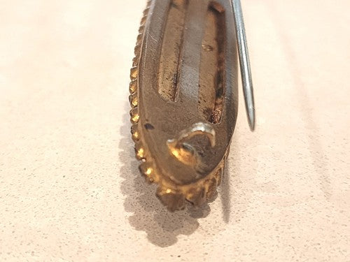 Amythyst & Rhinestone Bar Pin Antique Art Deco Brooch