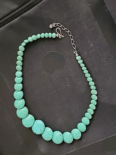 Jay King Graduated Round Turquoise Disc Beaded Necklace with Sterling Hardware