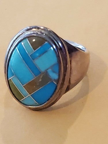 Sterling Carolyn Pollack Relios Turquoise Southwest Ring Stone 925 Bear Moon 7.5