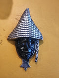 VINTAGE TAXCO LARGE LOS BALLESTEROS STERLING SILVER FACE PIN PENDANT MEXICO