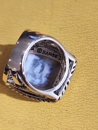 BARSE Gold Plated Real White Calcite Statement Ring Size 6.25