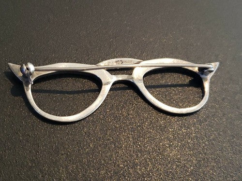 Vintage Taxco Mexico Sterling Silver 925 50's Cat Eye Style Eyeglasses Brooch