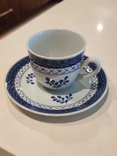 Royal Copenhagen TRANQUEBAR BLUE SAUCER & CUP #992 Coffee Tea Floral