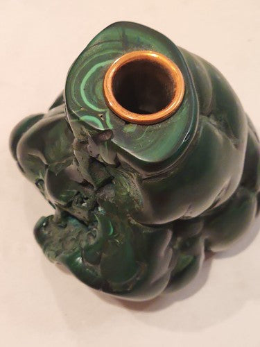 4" Polished Bull's Eye Malachite Stalactite Cigarette Lighter Holder