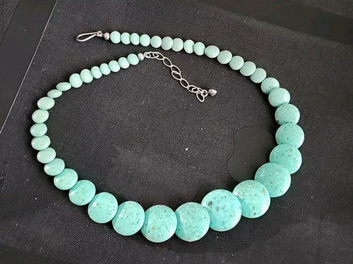 Jay King Graduated Round Turquoise Disc Beaded Necklace with Sterling Hardware