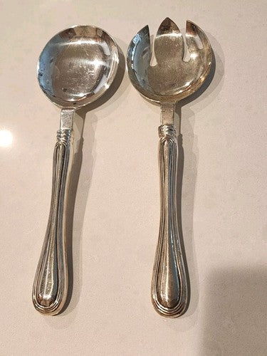 Huge Sterling Silver Salad Serving Fork And Spoon