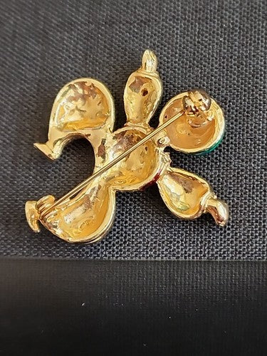 Beautiful Vintage Indian Man Enamel Rhinestone Gold Tone  Pin Brooch