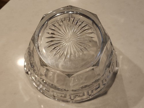 Heisey Greek Key Clear Glass Small Ice Tub w Handles 3 3/4" H x 6 3/8" W