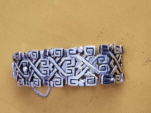 Taxco 925 Silver Bracelet Fuentes Modernist Style