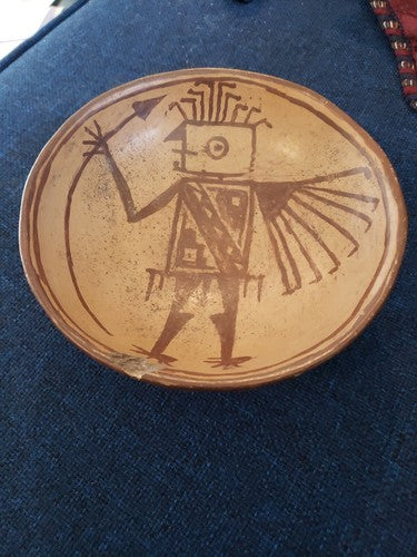 Rare Pre-Columbian NARINO VENUS WARRIOR BOWL Figural Pottery Bowl Artifact 3"x7"