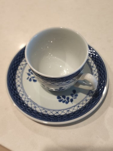 Royal Copenhagen TRANQUEBAR BLUE SAUCER & CUP #992 Coffee Tea Floral