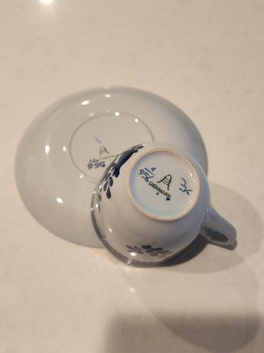 Royal Copenhagen Denmark Handpainted Tranquebar Blue Fajance 956 Cup & Saucer