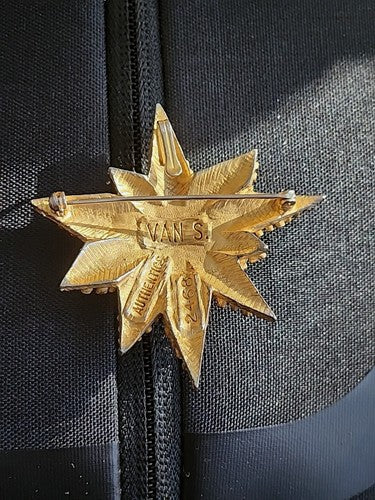 Vintage Mid Century MCM Van S Authentics Numbered Goldtone Brooch Pendant