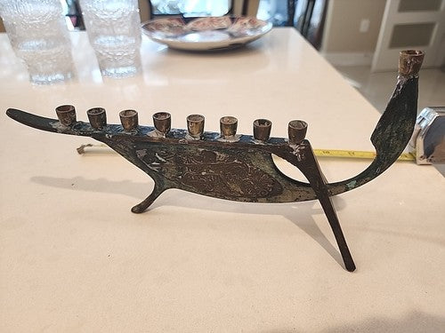 Vintage Solid Brass Maccabe Menorah CHANUKKAH 2c