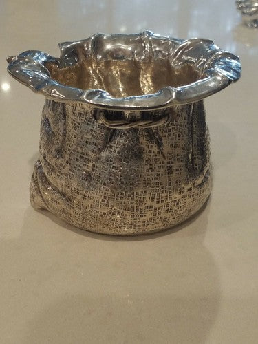 MIDCENTURY FRATELLI CACCHIONE STERLING ITALIAN SILVER 'DRAWSTRING BAG' VASE