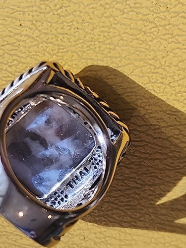 BARSE Gold Plated Real White Calcite Statement Ring Size 6.25