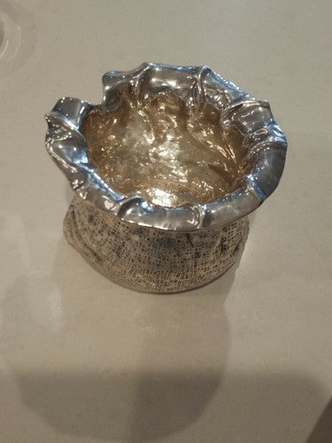 MIDCENTURY FRATELLI CACCHIONE STERLING ITALIAN SILVER 'DRAWSTRING BAG' VASE