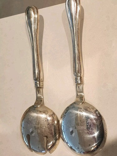 Huge Sterling Silver Salad Serving Fork And Spoon