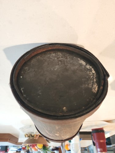 Antique Mid-Late 1800's Wood Wrapped Tin Cone Top Cork Sealed Kerosene Can