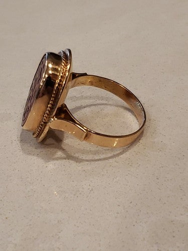 Antique 14k Yellow Gold  Natural Hand Carved Carnelian Ring Size 6 3/4
