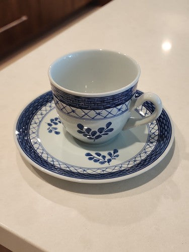 Royal Copenhagen TRANQUEBAR BLUE SAUCER & CUP #992 Coffee Tea Floral