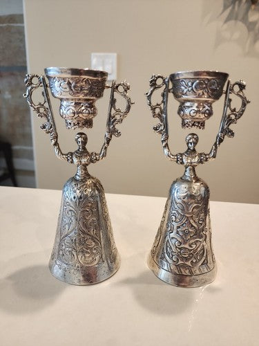 Pair Antique Wedding Cup Marriage Wager Figural 800 Silver Neresheimer & Sohne