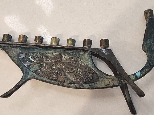 Vintage Solid Brass Maccabe Menorah CHANUKKAH 2c