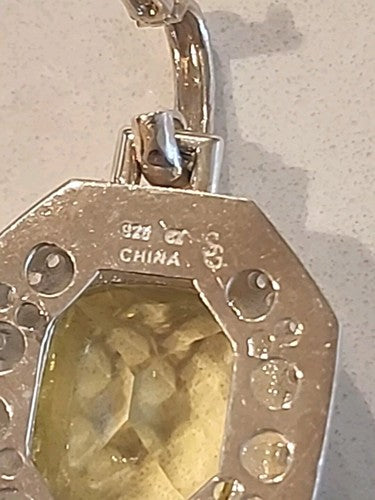 Vintage Designer S&G Yellow Topaz Sterling Silver Pendant