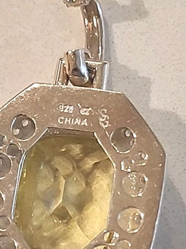 Vintage Designer S&G Yellow Topaz Sterling Silver Pendant
