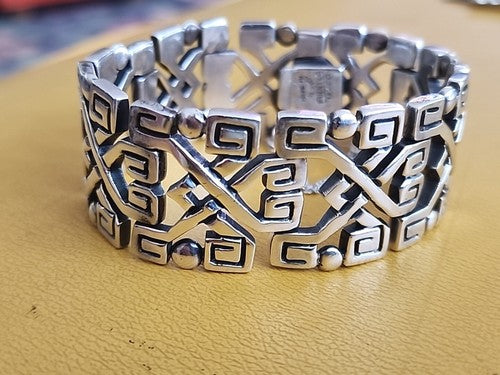 Taxco 925 Silver Bracelet Fuentes Modernist Style