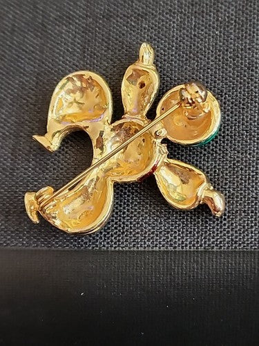 Beautiful Vintage Indian Man Enamel Rhinestone Gold Tone  Pin Brooch