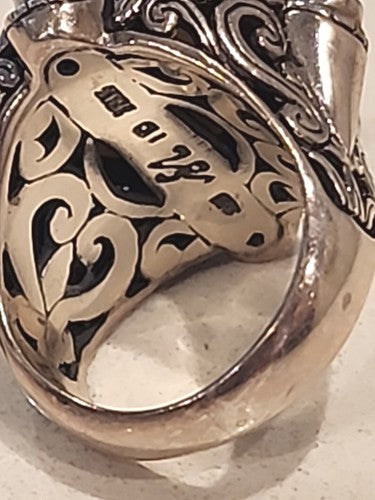 Byzantine Sterling Silver 18kt Statement Ring Gemstones Cocktail