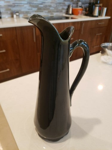 Early Hampshire Pottery Green Motted 11 1/2" Pitcher or Ewer