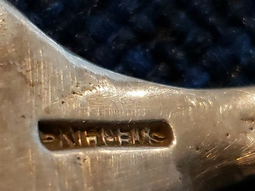 Antique Signed Sterling Silver Buffet Fork 11"  Pierced with Flowers