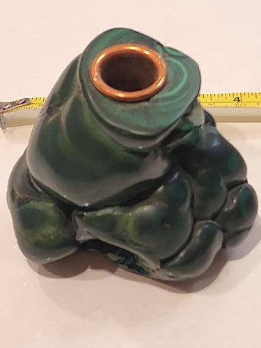 4" Polished Bull's Eye Malachite Stalactite Cigarette Lighter Holder