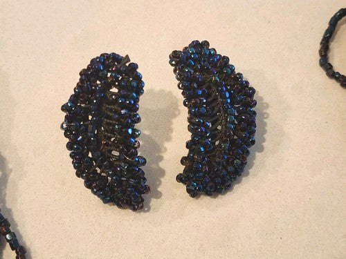 Vintage 1950s Miriam Haskell Glass Bead Necklace And Earrings
