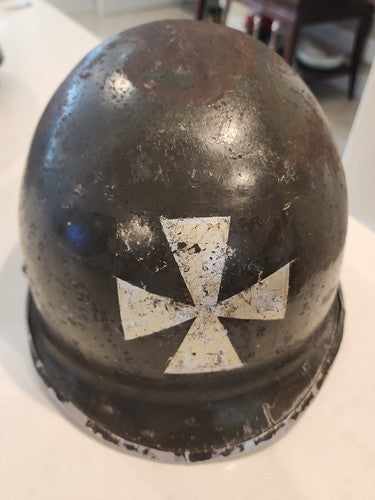 WWII US Army M1 Front Seam Swivel Bail Pot Helmet