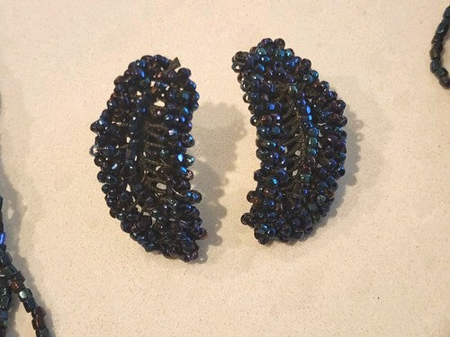 Vintage 1950s Miriam Haskell Glass Bead Necklace And Earrings