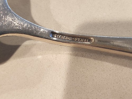 8" STERLING CHASED BERRY SPOON STIEFF "ROSE"