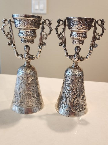 Pair Antique Wedding Cup Marriage Wager Figural 800 Silver Neresheimer & Sohne