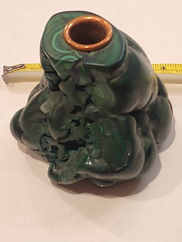 4" Polished Bull's Eye Malachite Stalactite Cigarette Lighter Holder