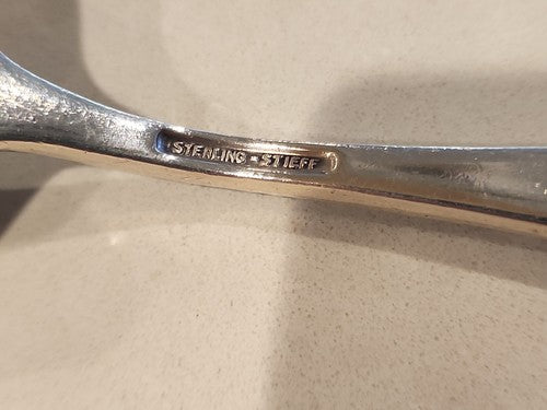 8" STERLING CHASED BERRY SPOON STIEFF "ROSE"